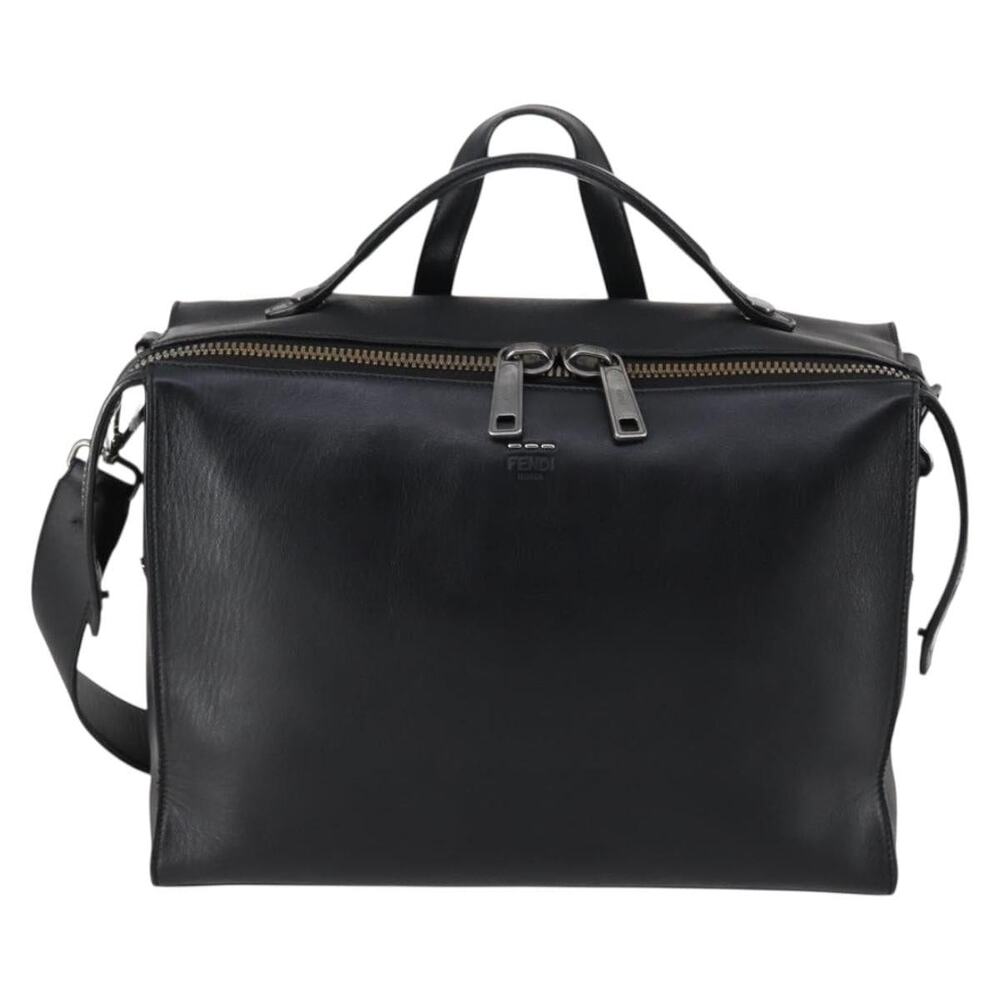 Fendi Leather Selleria Handbag Black